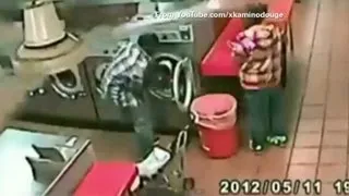 Man stuffs baby in spinning washer