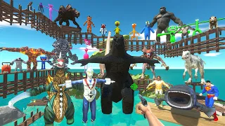 Parkour and Hunting Godzilla and Jumping in Lake Rescues Bloop - Animal Revolt Battle Simulator
