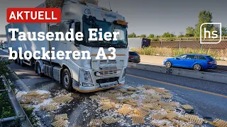 A3: Zerbrochene Hühnereier legen den Verkehr lahm | hessenschau