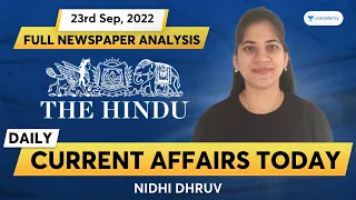 The Hindu Full Newspaper Analysis | Current Affairs Today | 23rd Sep | Nidhi Dhruv | Unacademy CLAT