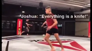 Diego sanchez training with a knife