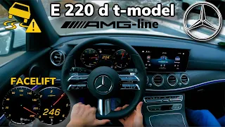 Mercedes Benz E 220 d 194HP AMG Line Top Speed POV Drive, 0-100, 100-200, Acceleration on Autobahn