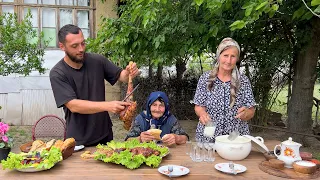 HARVESTING CHERRY PLUM AND MAKING A UNIQUE RECIPE! GRANDMA COOKING LAMB'S LEG IN TANDOOR | RURAL AIR