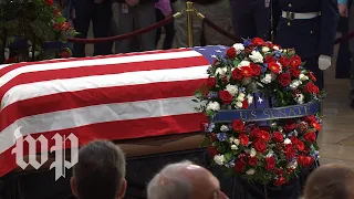 Visitors pay respect to former president George H.W. Bush