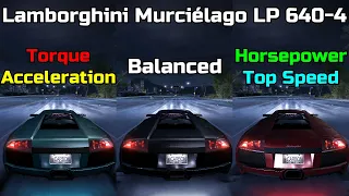 Torque vs Balanced vs Horsepower - Lamborghini Murcielago LP 640-4 Tuning  - Need for Speed Carbon