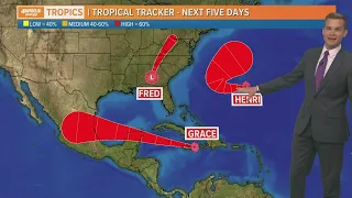 Tuesday Morning Update: Tropical Storm Grace heads west, Henri to be a fish storm