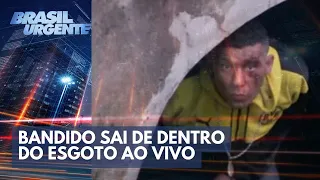 Bandido sai de dentro do esgoto AO VIVO | Brasil Urgente