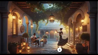 Música Flamenca Española Relajante - Noche Serena en el Patio | Guitarra y Baile Calmante