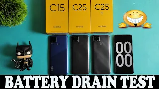 Realme c25s battery drain test vs Realme c15 battery drain test VS Realme C25 battery drain test