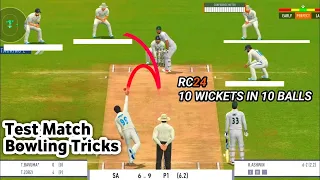 REAL CRICKET 24 TEST MATCH BOWLING TIPS AND TRICKS | HOW TO TAKE WICKETS IN TEST MATCH IN RC24