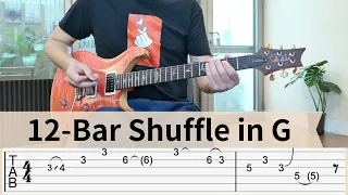 【TAB】Jack Ruch | 12-Bar Shuffle in G | Solo Guitar