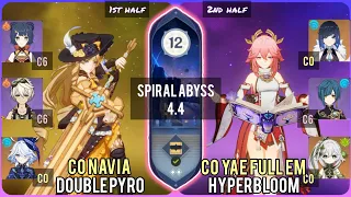 C0 Navia Double Pyro & C0 Yae Miko Hyperbloom | Spiral Abyss 4.4 Floor 12 - 9 Stars | Genshin Impact