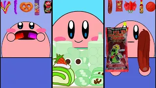 Kirby Animation - Eating Green Food, Chamoy Pickle, Giant Emoji Chips Mukbang Complete Edition