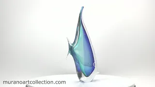 muranoartcollection.com Murano Glass Fish Aqua Blue