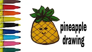 #drawing #forkids #easy how to draw a cartoon pineapple | Pineapple drawing