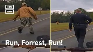 Man Takes Off Running From Police & Looks Like Forrest Gump