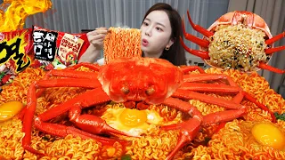 ENG SUB) World Best Korean Ramen with 🦀Red Snow Crab Shell Bibimbap Eatingshow Mukbang ASMR Ssoyoung