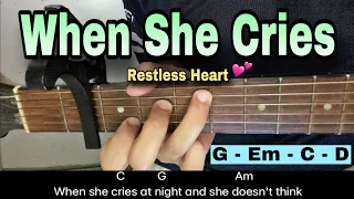 When She Cries - Restless Heart (EASY GUITAR TUTORIAL)