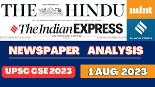 UPSC CSE CURRENT AFFAIRS | 1 Aug 2023 - The Hindu + Financial Express + The Mint  #upsc #news