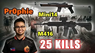 Genesis Pr0phie - 25 KILLS - Mini14+M416 - SOLO vs SQUADS - PUBG