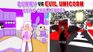 BUNNY Vs EVIL UNICORN Build Challenge! (Roblox)