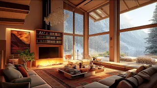 Relaxing In Winter: Cozy Apartment Ambience With Snowfall And Crackling Fireplace For A Deep Sleep