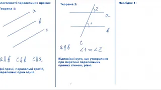 Урок 10 : Властивості паралельних прямих . Геометрія 7 клас