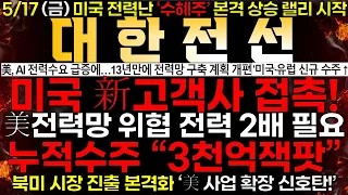 [대한전선] 5/17 (금) 미국 새로운 고객사 접촉! "누적 수주 3천억 잭팟!" 지금 당장 매수 하세요