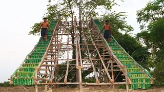 Build Twin Bamboo Stairs And Twin Water Slide (part 1)