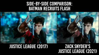 Justice League 2017 Vs 2021 Batman Recruits Flash Zack Snyder Cut Vs Whedon Cut #batman #flash