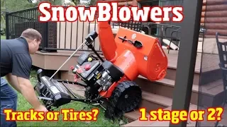 Snow blower Review- SINGLE STAGE VS 2 stage- Tracks or Tires?