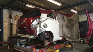 Copart Ford KA Salvage Rebuild On The Jig Frame Machine PT 3