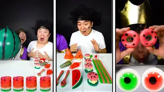 ASMR MUKBANG Watermelon DESSERT, GUMMY, Ice cream, eating cup || Funny Mukbang