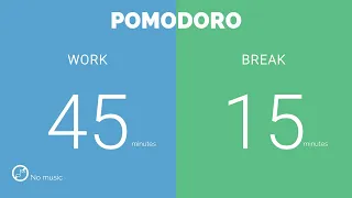 45 / 15  Pomodoro Timer || No music - Study for dreams - Deep focus - Study timer