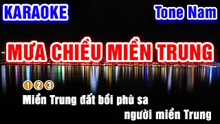 Mưa Chiều Miền Trung Tone Nam Karaoke │BEAT CHUẨN - PVQ Karaoke