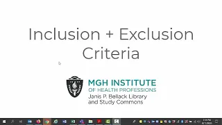 Inclusion and Exclusion Criteria