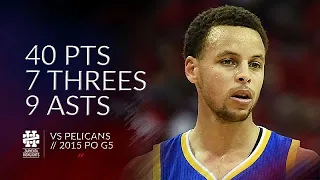 Stephen Curry 40 pts 7 threes 9 asts vs Pelicans 2015 PO G3