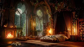 Castle Room Haven with Thunderstorm, Fireplace & Rain Sounds - Sleep with Dog and Cat