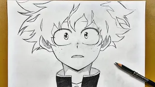 Anime sketch | How to draw izuku midoriya step-by-step
