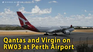 Qantas Airways and Virgin Australia on RW03 at Perth Airport.