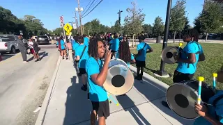 Bulldog Express Drumline marching in TSU homecoming parade 2023