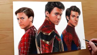 Drawing Spider-Man: No Way Home (Tobey Maguire, Andrew Garfield and Tom Holland)