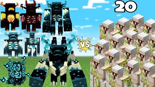 All Warden Vs 20 Iron Golem - Which Warden defeat 20 Golem