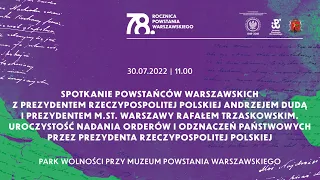 Spotkanie Powstańców Warszawskich z Prezydentem RP A. Dudą i Prezydentem Warszawy R. Trzaskowskim