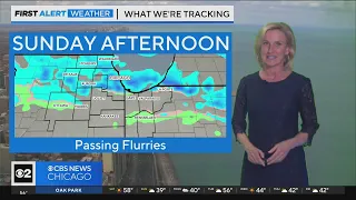 Colder, passing flurries Sunday afternoon