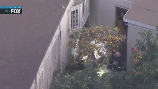 Fire crews work to rescue dog trapped under Compton home
