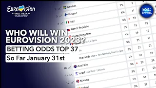 📊 Who will be the WINNER of EUROVISION 2023? - Betting Odds Top 37 (January 31st)
