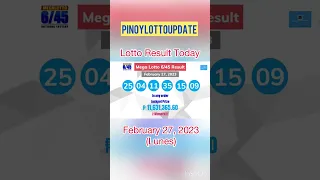 Lotto Result Today 9PM Draw February 27, 2023(Monday) #lotto #lottoresult #lottoresults #shorts