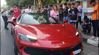 Ferrari supercar in south mumbai // and siting girls cars full reaction of public #ferrari #farrari