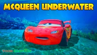 LIGHTNING MCQUEEN UNDERWATER Rescue w/ Spiderman, Hulk and Wolverine